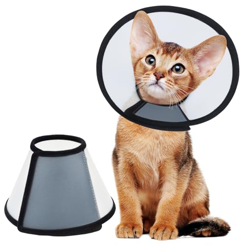 Vivifying Cat Cone Collar– 3 Sizes Lightweight Soft Edge Recovery Cone for Cats, Adjustable Plastic Elizabethan Anti-Lick E-Collar for Post-Surgery Protection (Small)