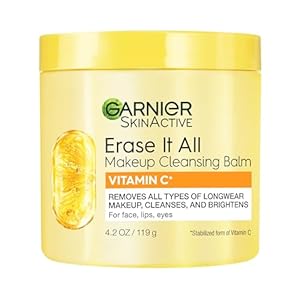 Garnier Erase It All Makeup Cleansing Balm with Vitamin C, Brightening Facial Cleanser and Makeup Remover, 4.2 Oz