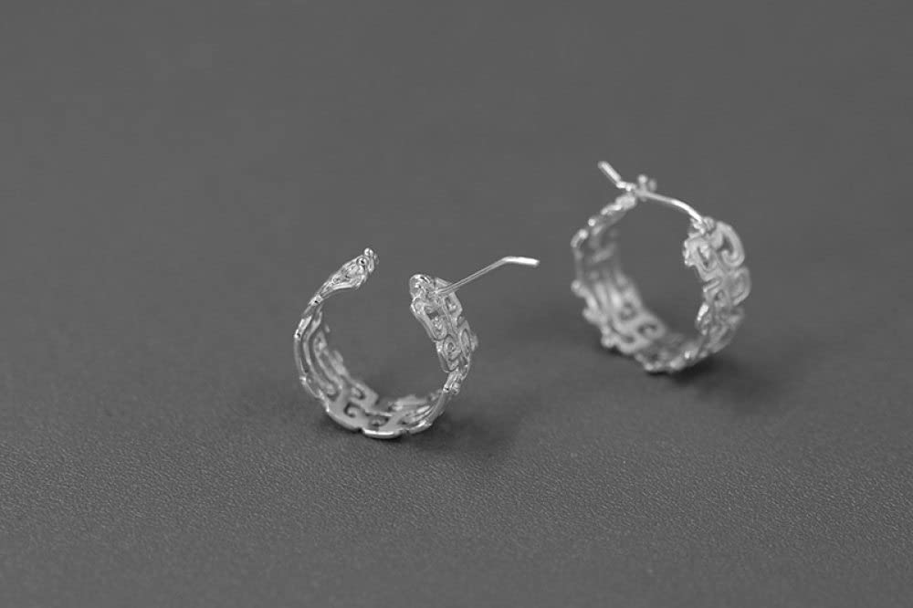 Ohrringe Silber 925,Retro-Höhlen-Heraus Textur-Band-Ohrringe 925 Sterlingsilber-Huggie-Ohrring-Kreistropfen-Ohrringe Für Damenmädchen-Partei-Büro-Feiertags-Liebhaber-Geschenke Edelsteinschmucksachen