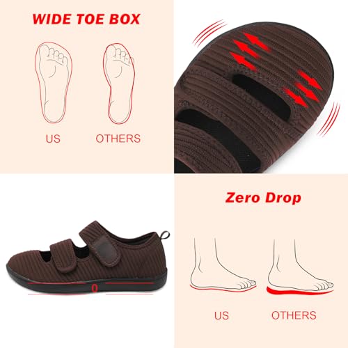 Image of Besroad Womens Walking Shoes Wide Diabetic Shoes Adjustable Barefoot Casual Sneakers Breathable Zero Drop Arthritis Edema Sneakers Indoor Outdoor