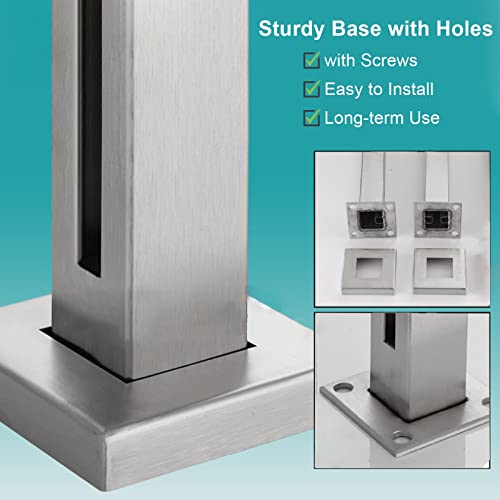 Abrazadera de poste de balaustrada de vidrio de acero inoxidable para 10 mm/12 mm de grosor, sistema de balaustres de cubierta de 33.4 pulgadas de alto, ideal para instalación de vallas de vidrio en