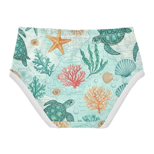 Designer Toddler Girls Underwear 2t Cotton Panties Little Girl Watercolor Green Sea Turtles Shells Briefs Girls Undies2