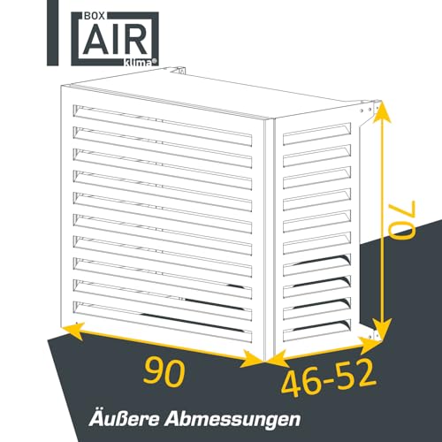 Box Air Klima Cover Clima Blade S Bianco – Abdeckung für Klimaanlage aus Aluminium‑Verbund, verstellbare INOX‑Halterungen, Wandmontage, Schutz für Außengerät