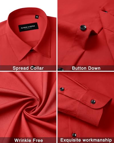 Image of Alimens & Gentle Men's Dress Shirts Long Sleeve Wrinkle Free Stretch Business Casual Wedding Button Down Shirt
