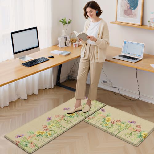 Floral Kitchen Mats 2 Piece Set, Anti Fatigue Water-Absorbent Floor Rugs - image 7