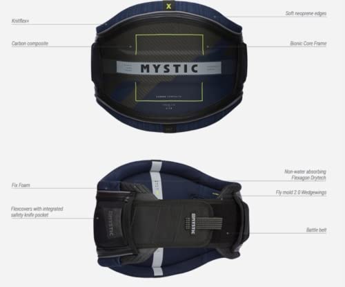 Mystic Watersports - Surf Kitesurf & Windsurfing Mens Majestic X Waist Harness - Black White #TOP2