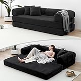 4-in-1 Convertible Sofa Bed-This oversized modular sofa bed easily transforms into a futon couch, floor couch, sleeper bed, or lounge chair. sofa size: 79"L×36"W×26"H, sofa bed size: 79"L×70"W×26"H. A versatile convertible sleeper sofa perfect for sm...