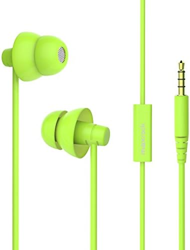 MAXROCK (TM Total Soft Silicon Headphones with Mic Sleep Travel Choice for Cellphones Tablets and 3.5mm Jack (Green)