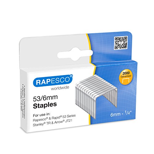 Rapesco 0751 Grapas Galvanizadas Tipo 53/6 mm para Grapadora de Pared, Paquete de 2000