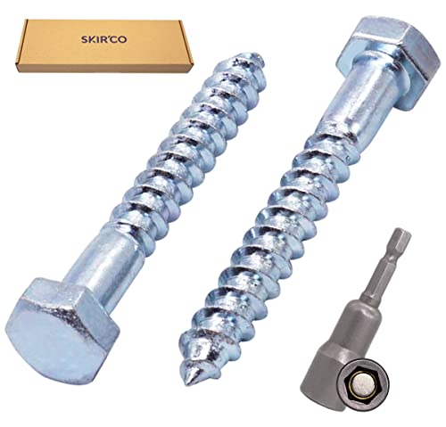 SKIR'CO (35 pcs) DIN 571 Zinc Plated Steel Hexagon Wood Screws M8 x 60 mm, Coach Screws, Hex Screw, Lag Bolts (With Magnetic Hex Bit) - Image 2