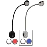 Wave One Marine Dual Color Gooseneck LED Chart Reading Light | Flexible Dimmable Sailboat Cabin Wall Map Boat Yacht RV Interior Night Lighting 12-24V Volt (Chrome | White & Blue)