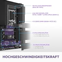 NZXT N7 Z890 – Intel Z890 LGA 1851 ATX Gaming-Mainboard für Core Ultra (Serie 2) - 16+1+2, DDR5, 5X M.2, PCIe 5.0, Wi-Fi 6E, 2.5GbE, Thunderbolt 4 - Vollabdeckung – Schwarz – Ansicht 2