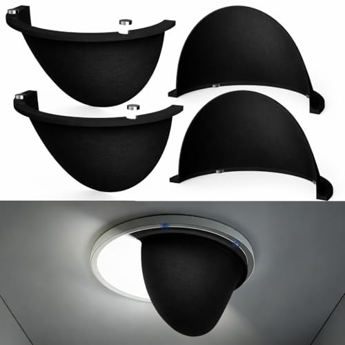 Festerekey 4-Pack 6-Inch Magnetic Recessed Light Half Shields, Black Anti-Glare Covers for Ceiling Can Lights, Tool-Free Snap-On Installation