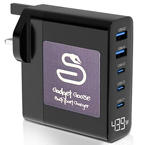 Gadget goose 140w multi port GaN laptop charger compatible with macbook air and pro, iphone11+ samsung mobiles including pd3.1 usb c cable