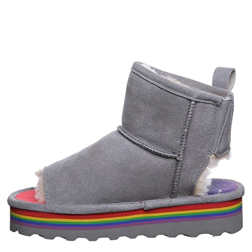 Bearpaw Women's Malia Gray Fog Size 8 | Women's Ankle Boot | Women's Open Toe Boot | Comfortable Winter Boot #TOP27