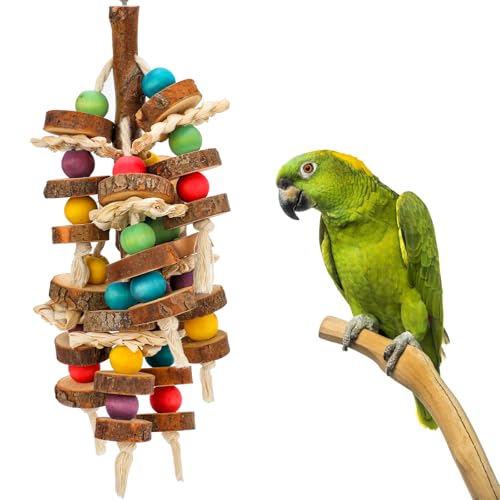 Rypet Wood Bird Chewing Toys for Cage Wall, Wooden Bird Cage Toy for Helping to Trim Beak, Birds Toys Parrot Toy for African Grey Parrots Cockatoos Amazon Parrot and Other Small to Medium Parrots