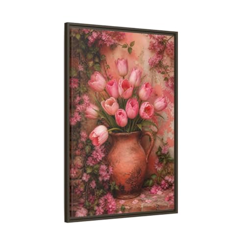 Tulipes roses tableau salon au-dessus de la console 60x90