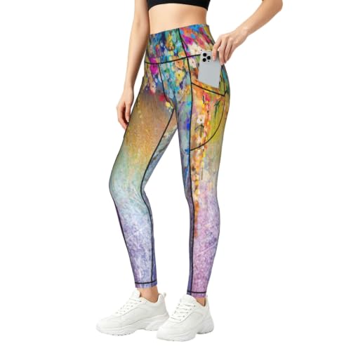 Pantalones de yoga abstractos opacos con bolsillos para fitness y running