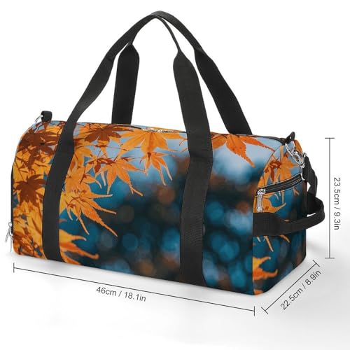 Gym Bag for Men Women Travel Duffle Bag Fall Maple Leaves Carry On Weekender Bag with Shoe Compartment2