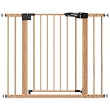 Mom's Choice Award Winner-BABELIO 26-40' Metal Baby Gate with Wood Pattern, PressGuard C5 Easy Install Pressure Mounted Dog Gate for Stairs and Doorways, with Wall Protectors and Extension Kits
