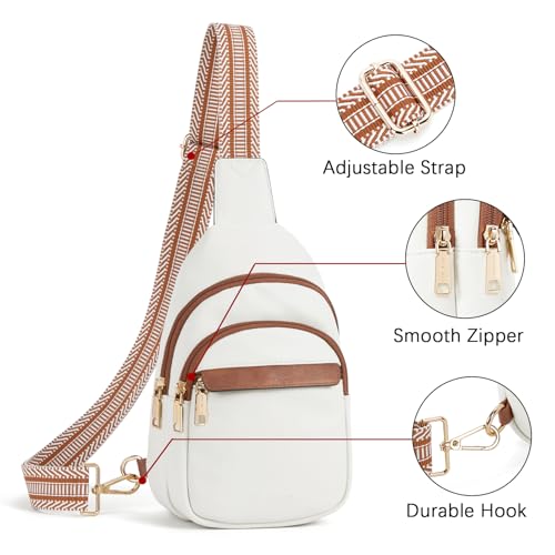BOSTANTEN Small Sling Bag – Water-Resistant PU Leather Crossbody (Beige) — view 8