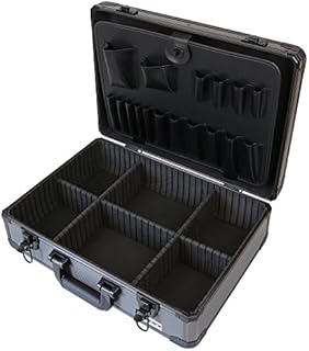 HMF 14601-02 Alu Werkzeugkoffer leer, verstellbare Facheinteilung, 46 x 15 x 33 cm