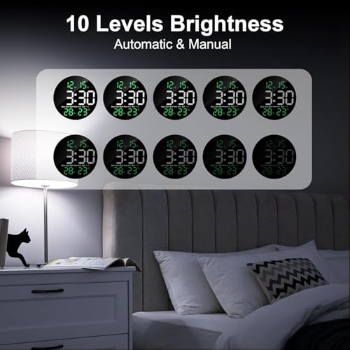 Image of GHANU Large Digital Clock for Classroom, Digital Classroom Clocks for Teachers, 10 inch Round LED Clock with Large Display,Date, Countdown Timer, Remote Control, Temperature, Electric