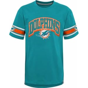 NFL Kids Youth 8-20 Victorious Team Color Cotton Primary Logo Short Sleeve Fashion Official Football T-Shirt (Miami Dolphins, 8)