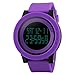 Produktbild FeiWen Fashion Groß Damen Digital Sport Uhren 52mm Plastik Wählscheiben mit Kautschuk Band Outdoor Sport 50M Wasserdicht Armbanduhren, Violett