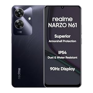 realme NARZO N61 (Marble Black, 4GB RAM+64GB Storage) 90Hz Eye Comfort Display | IP54 Dust & Water Resistance | 48-Month Fluency | Charger in The Box