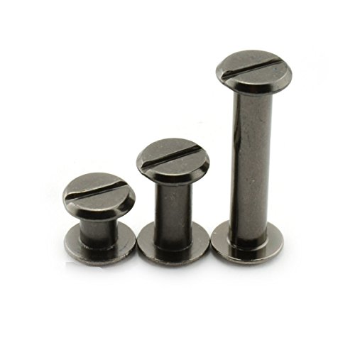 60 Sets Black Chicago Screws Assorted Kit 1/4 1/2 1 Inches Screw Posts Metal Accessories Nail Rivet Chicago Button for DIY Leather Decoration Bookbinding Round Flat Head Stud Screw M5x6/12/25mm