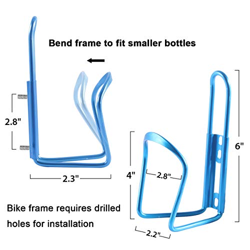 Alloy Aluminum Lightweight Bike Water Bottle Cages - 2 Pack Bicycle Holder Cages - Blue - Thumbnail 4