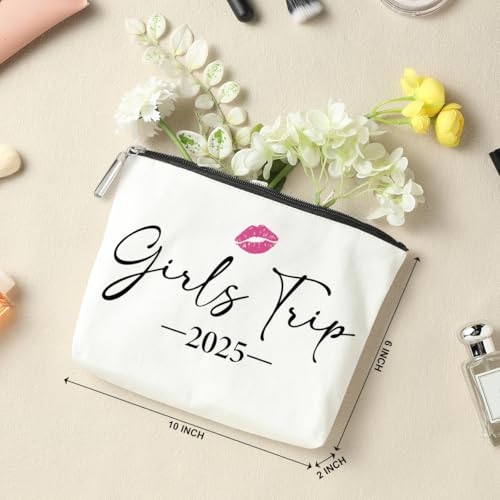 6 PCS Girls Trip Gifts Favors 2025 Girls Weekend Gifts for Women Bestie Gifts Friend Gifts Girls Trip Favors for Her Sister Wife Friendship Holiday Vacation Makeup Bag Weekend Bags for Women2