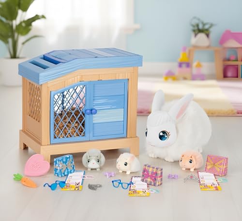 little live pets bunny mama surprise toy set hutch interactive animal playset with 3 surprise babies 20 sounds bunny accessories for girls ages 3