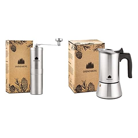 Groenenberg Spar-Pack 2 | Kaffeemühle manuell + Espressokocher Induktion 6 Tassen Edelstahl Cover