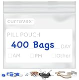 CURRAVAX Pill Bags Pack of 400 - BPA Free 3 x 2.75 inch Pill Pouch - Pill Pouches for Medicine with Write on Label –Clear Ziplock Pill Baggies for Travel Medicine Organizer