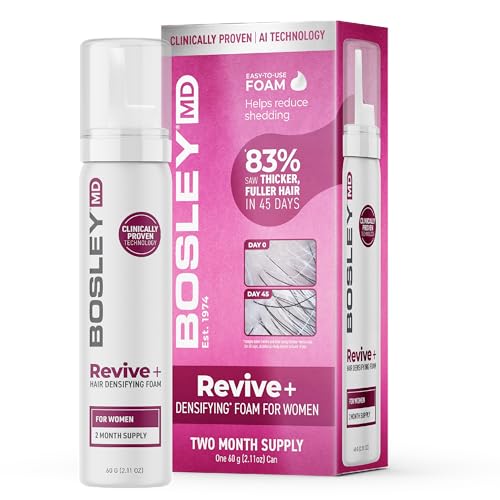 BosleyMD Womens Revive + Densifying Treatment Foam Drug-Free Hair Thinning Treatment with YuvaBio Y100 Biotin & Pumpkin Seed Oil 60-Day Supply 2.11 oz