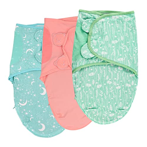 Image of Hooyax Baby Swaddle Blanket, Easy Change Swaddle, Adjustable Swaddle Wrap for Baby Boys and Girls, Newborn Wearable Swaddle Sleep Sack, 0-3 Months, 3 Pack (Pink Bear)