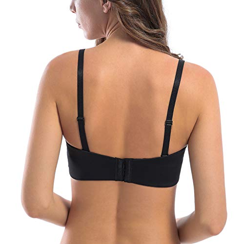 Meleneca Women's Strapless Bra For Large Bust Minimizer Unlined Bandeau With Underwire Black 40E #TOP4