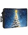 DecorLovee Outdoor TV Cover 80 to 85 Inches Weatherproof & Waterproof, Blue Christmas Tree Outdoor TV Enclosure with Remote Control Pocket, Xmas Snowflake Star TV Screen Protectors for Outside TV