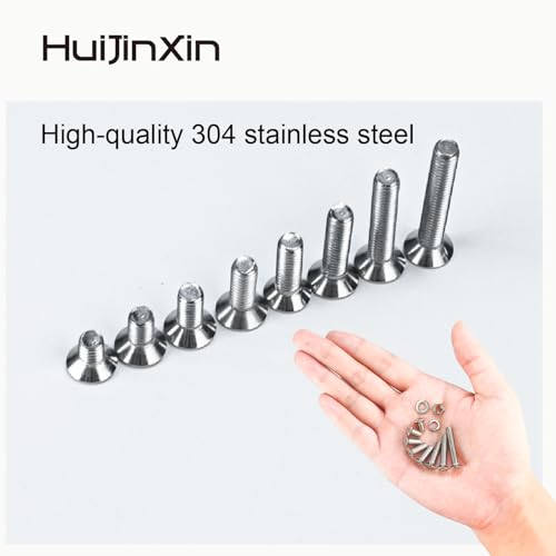 600 Stück M5 Schrauben Set, Edelstahl Senkkopfschrauben Muttern Set, Metrisch Flachkopfschrauben Innensechskant Schrauben mit Muttern Sets mit Unterlegscheiben, Senkkopf Gewindeschrauben Sortiment