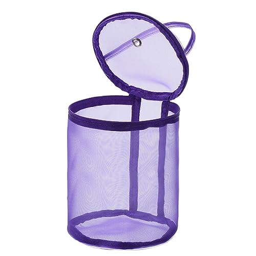Image of PATIKIL Yarn Storage Bag, Portable Crochet Knitting Bag Case Skein Ball Holder Mesh Basket Organizer Tote for Sewing Craft Projects, Purple