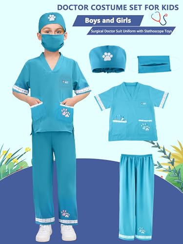 Puteraya 6 Pcs Kids Animal Doctor Costume Set Veterinary Dress Up Clothing for Kids Career Day Halloween Birthday Role Cosplay by Puteraya - Used condition - Image 8