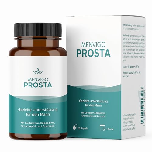 Menvigo Prosta Komplex hochdosiert - Einzigartige Formel mit Kürbiskern Extrakt Sägepalme Extrakt Granatapfel Extrakt jap. Schnurbaum Extrakt Vitamin E Zink & Selen