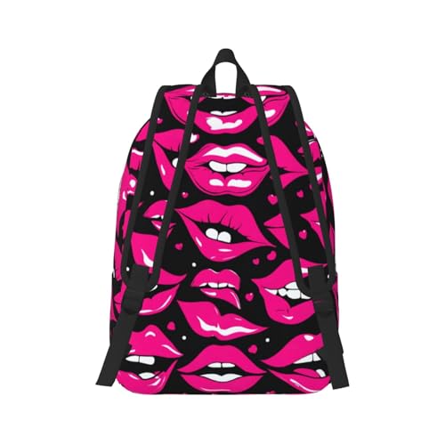 OdDdot Laptop-Rucksack, Tagesrucksack, Motiv: Muscheln, Sanddruck, für Reisen, Camping, Wandern, Büchertasche für Damen und Herren, Lippen, S