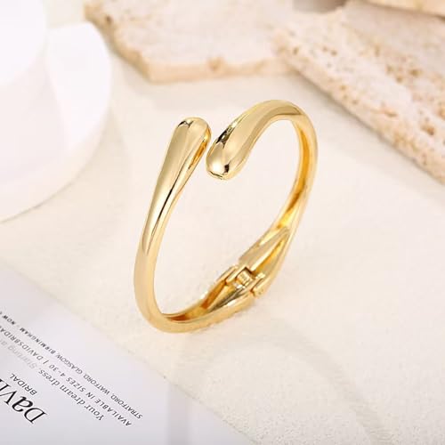 Image of MTINEAPS Gold Bangle Bracelets for Women Teens Trendy Chunky Adjustable Twist Cuff Bracelet Jewelry Gifts (Gold-2 PC)