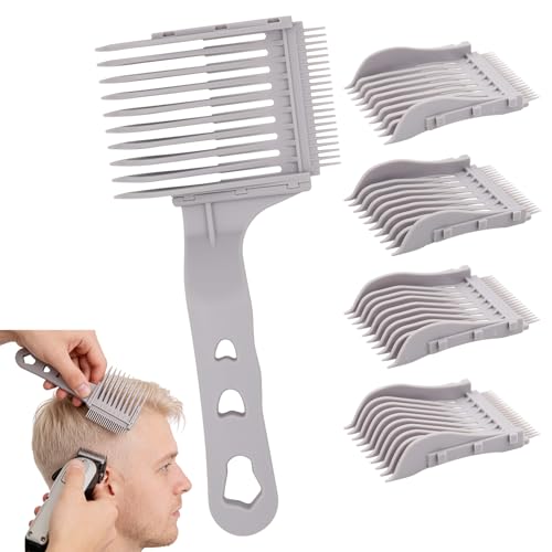 A 4-in-1 Detachable Blend Friend Fade Comb Set Hair Cutting Tools Barber Combs Fade Comb for Men Haircut Compatible with all Hair Cutting Shears and Barber Tools (Gray)
