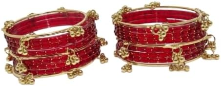 Kashmiri Ghangharoo Glass Bangle Set for Women| Light Weight Bangles | Traditional Transparent Fancy Glass Chudi Set for Wedding, Party(Set Of 16)