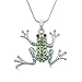 DIAMOND QUEENS® Collar con colgante de rana para mujer, colgante de rana, plata con circonita verde, joya como regalo con caja de joyas
