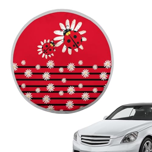 Image of Steering Wheel Cover Sunshade Reflect UV Sun and Heat Ladybug Daisy Car Interior Sunshade Easy Installation Auto Interior Protector Universal for Cars Truck SUV Van